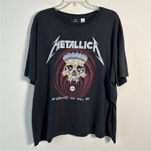 Metallica X H&M In Vertigo  You Will Be Black Skull T-Shirt Women’s 2XL Cotton
